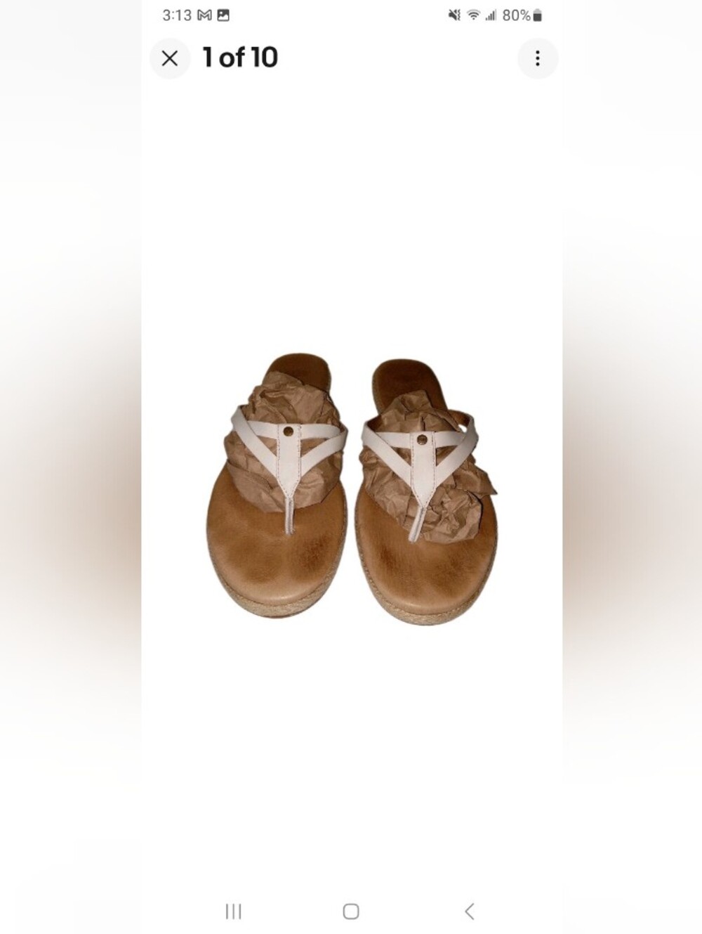 Ugg Annice White Leather Thong Sandals 10